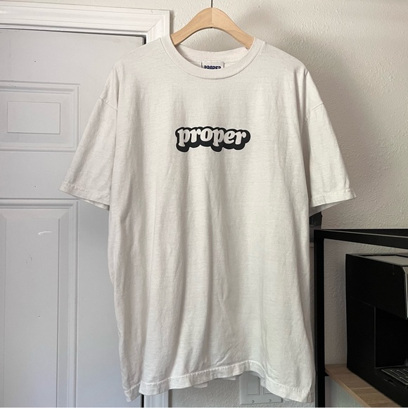 proper clothing Other - PROPER CLOTHING white logo text crew neck short sleeve tee tshirt